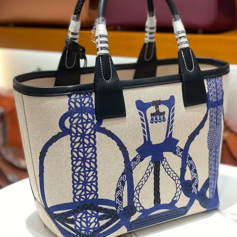 Affordable Plume Beige Bag In Fantaisie 25 Hermes with Blue H Motif Canvas d'Etriers Steeple 0418